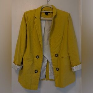 Tahari Mustard Double-Breasted Blazer